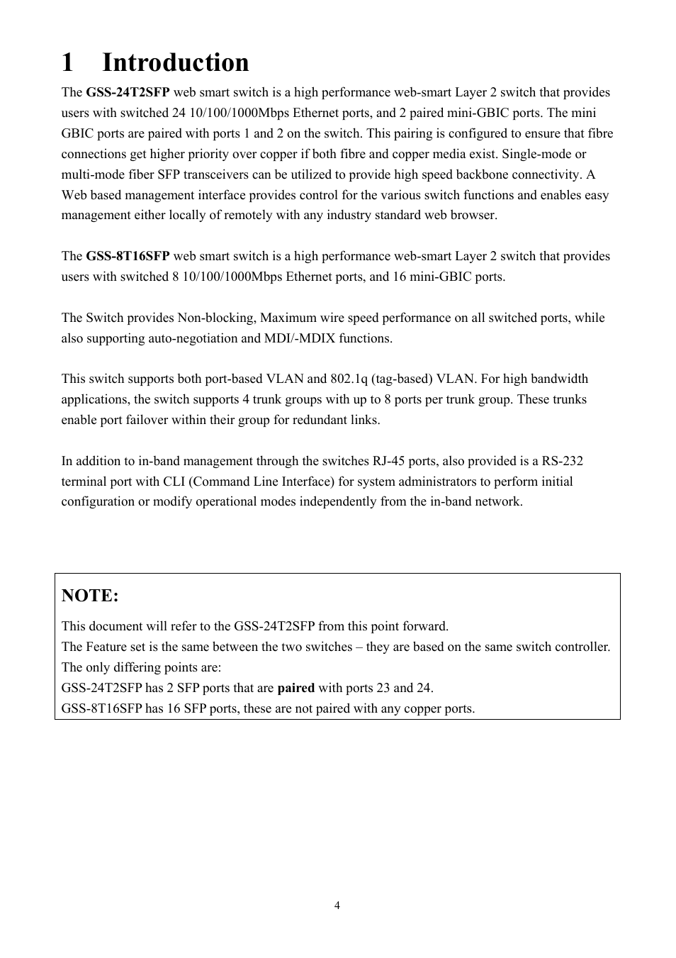 1 introduction | Alloy Computer Products GSS-24T2SFP User Manual | Page 4 / 59