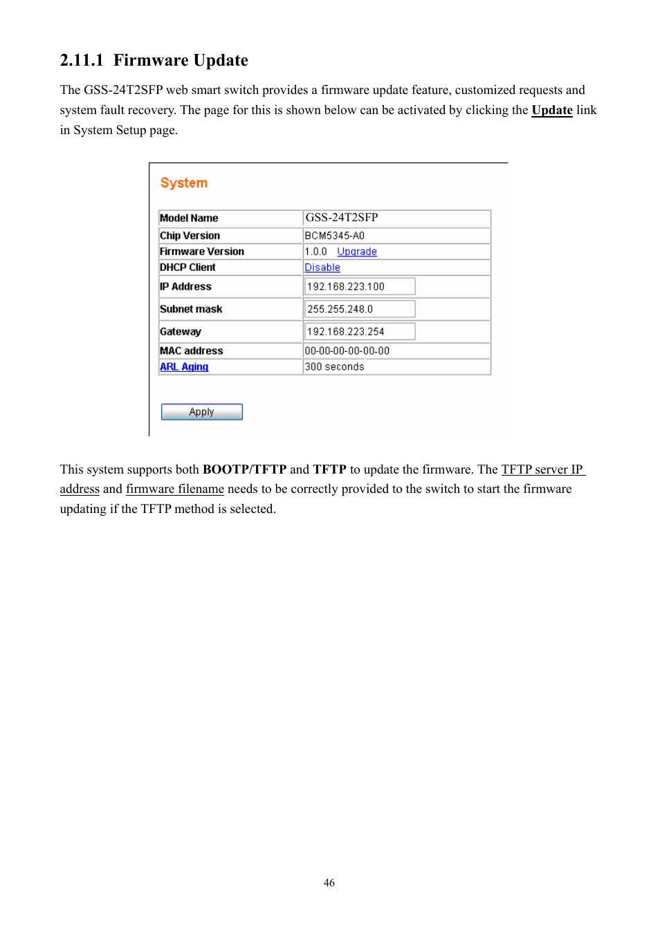 1 firmware update | Alloy Computer Products GSS-24T2SFP User Manual | Page 46 / 59