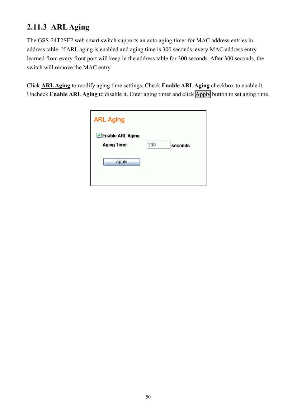 3 arl aging | Alloy Computer Products GSS-24T2SFP User Manual | Page 50 / 59