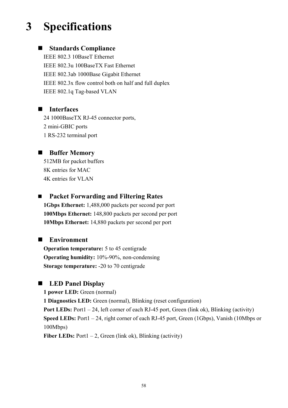 3 specifications | Alloy Computer Products GSS-24T2SFP User Manual | Page 58 / 59