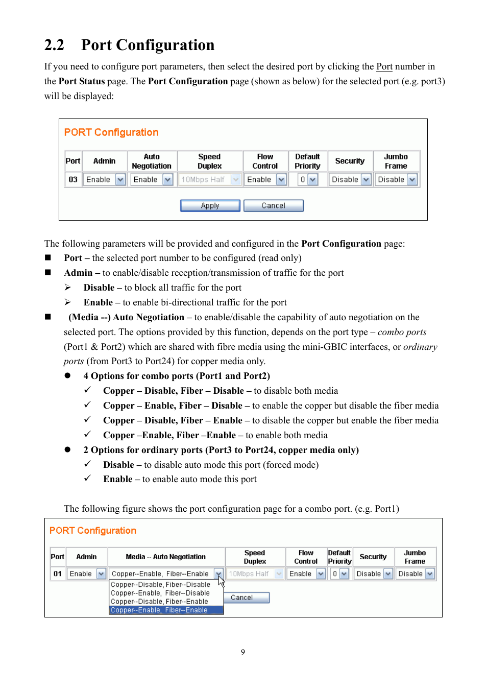 2 port configuration | Alloy Computer Products GSS-24T2SFP User Manual | Page 9 / 59
