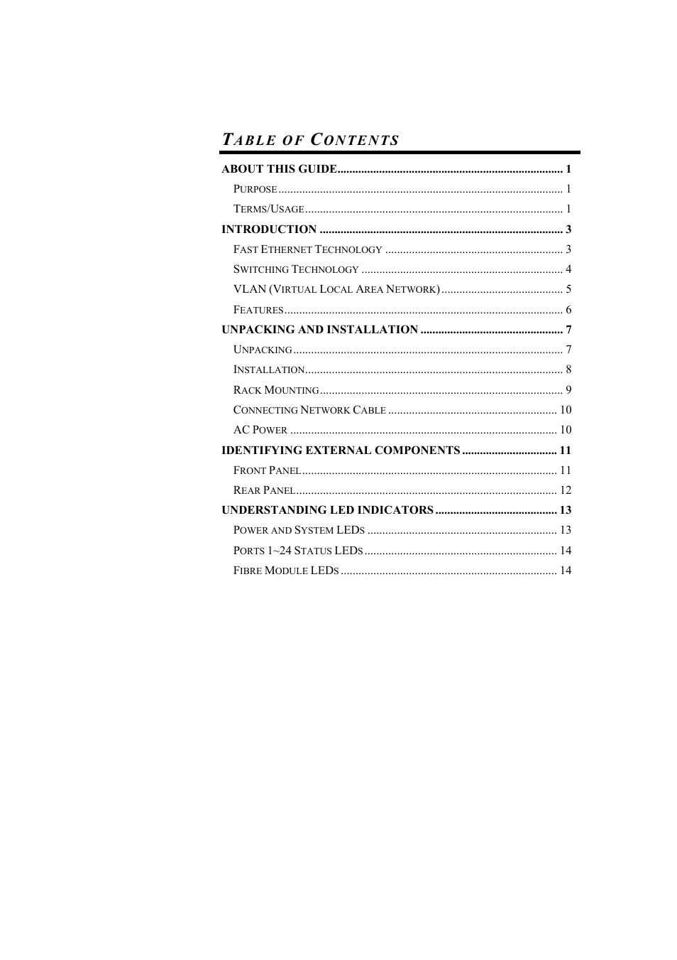 Able of, Ontent s | Alloy Computer Products NS-24T01FS User Manual | Page 5 / 39