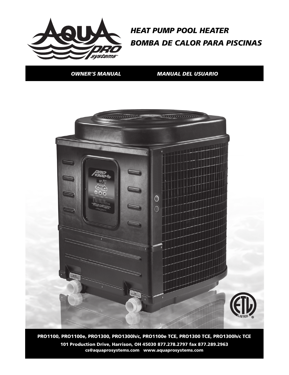 AquaPRO PRO1300 User Manual | 28 pages