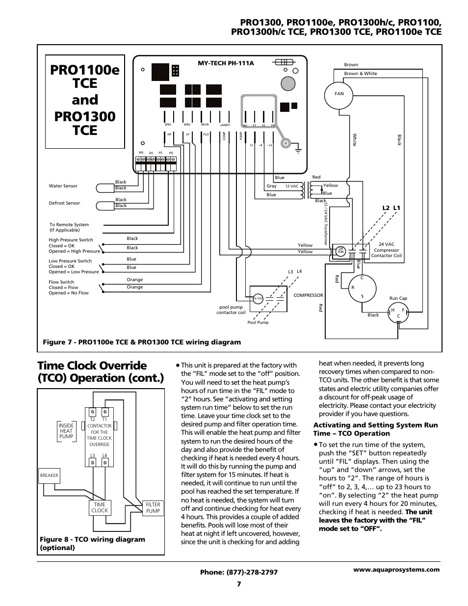 Time clock override (tco) operation (cont.), Figure 8 - tco wiring diagram (optional) | AquaPRO PRO1300 User Manual | Page 9 / 28