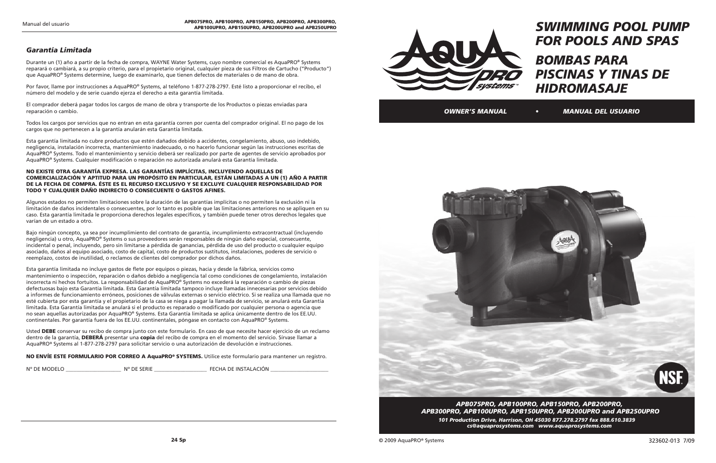 AquaPRO APB300PRO User Manual | 12 pages