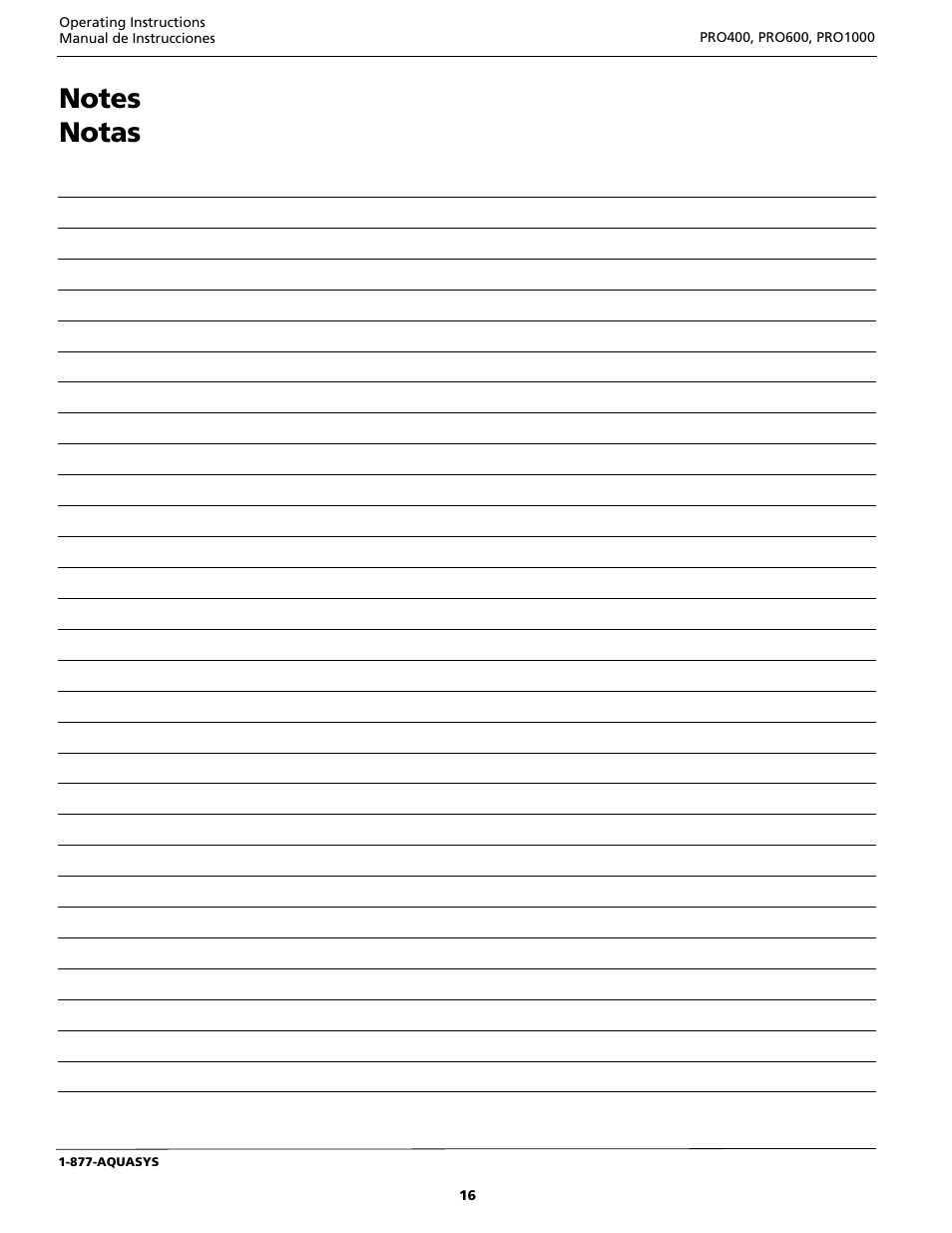 AquaPRO PRO400 User Manual | Page 16 / 16