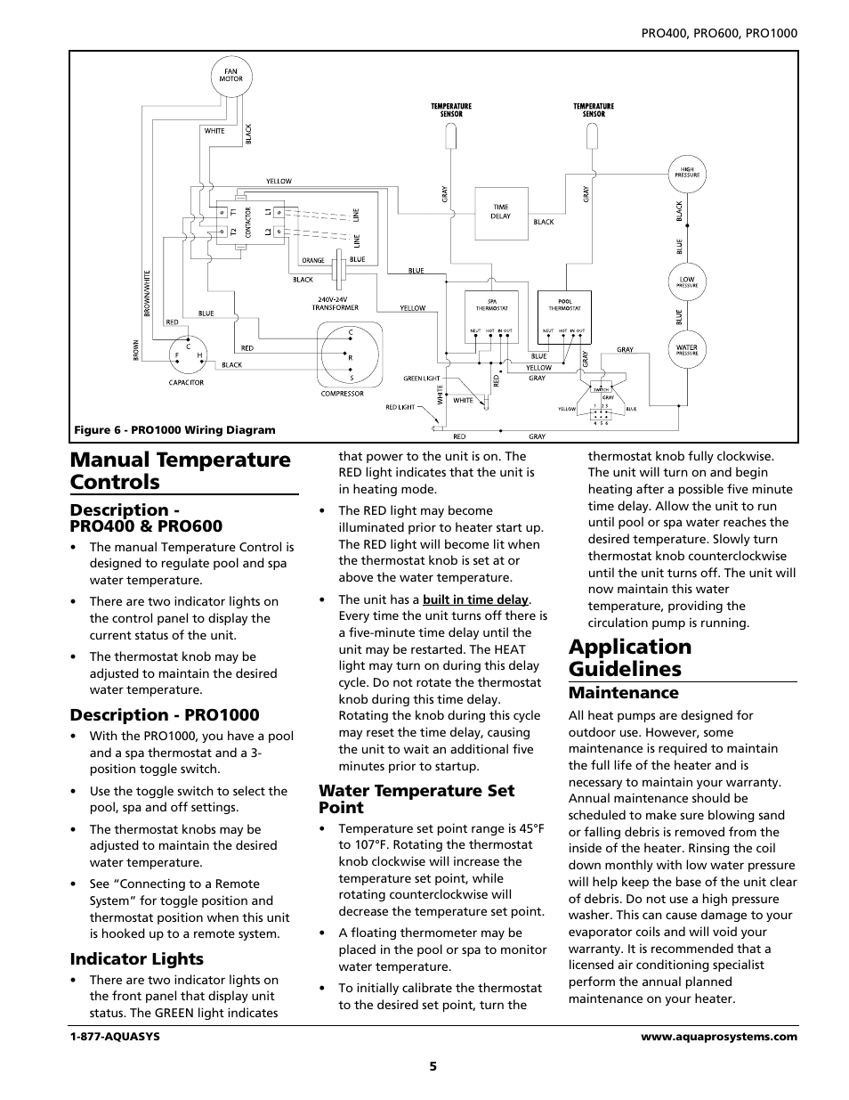 Application guidelines, Manual temperature controls | AquaPRO PRO400 User Manual | Page 5 / 16
