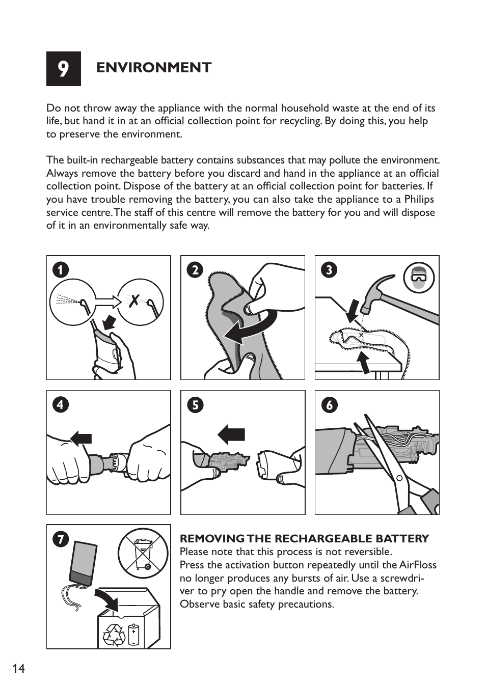 Environment | Philips Sonicare AirFloss Micro-jet Interdentaire User Manual | Page 14 / 64