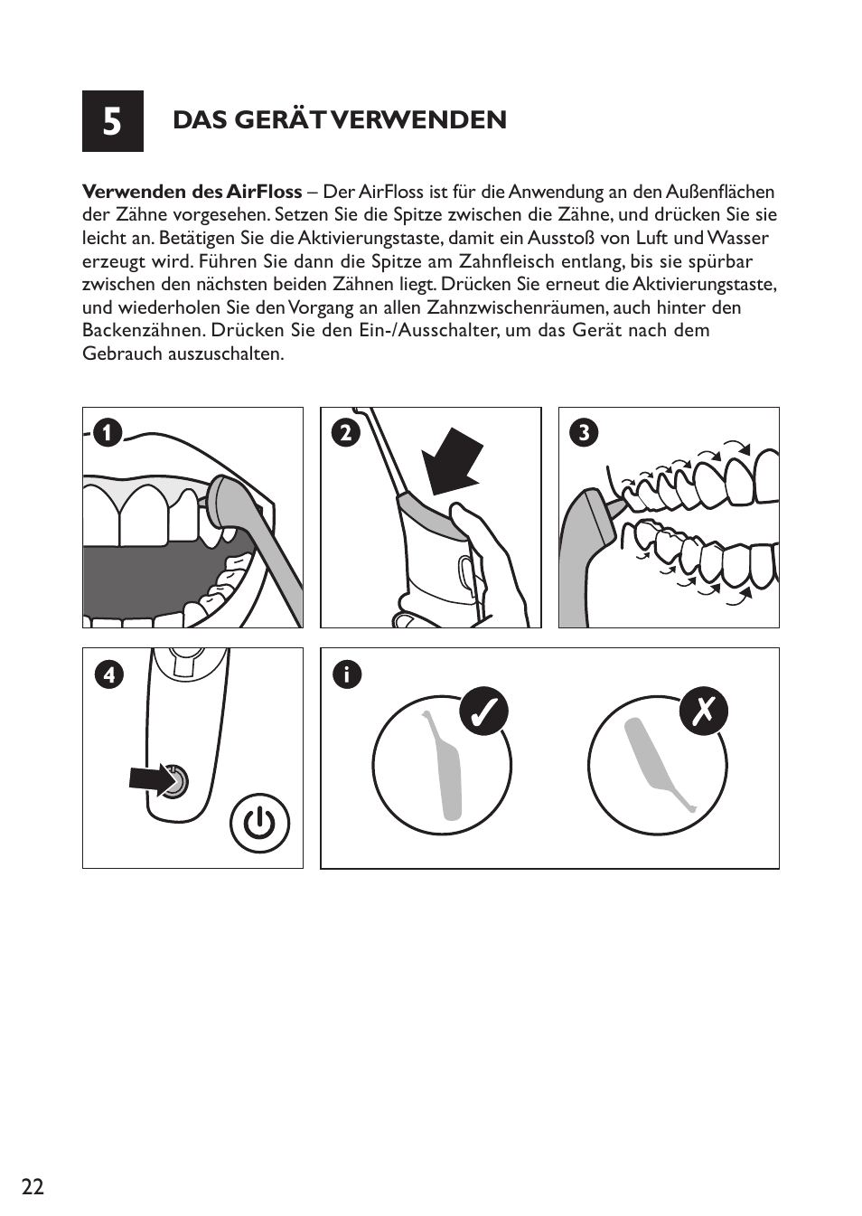 Philips Sonicare AirFloss Micro-jet Interdentaire User Manual | Page 22 / 64
