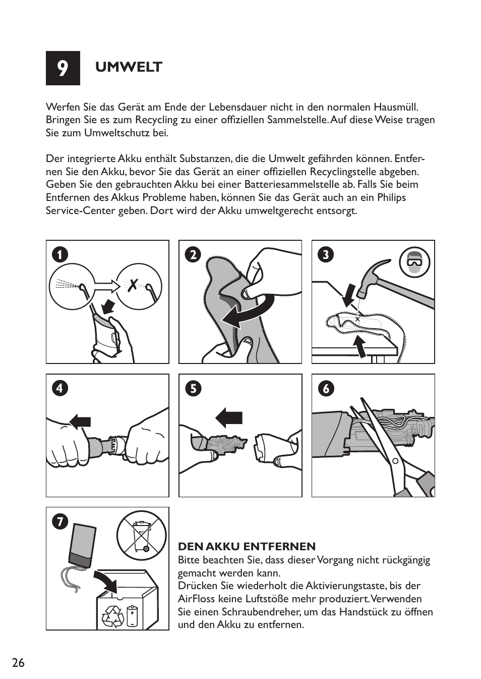 Umwelt | Philips Sonicare AirFloss Micro-jet Interdentaire User Manual | Page 26 / 64