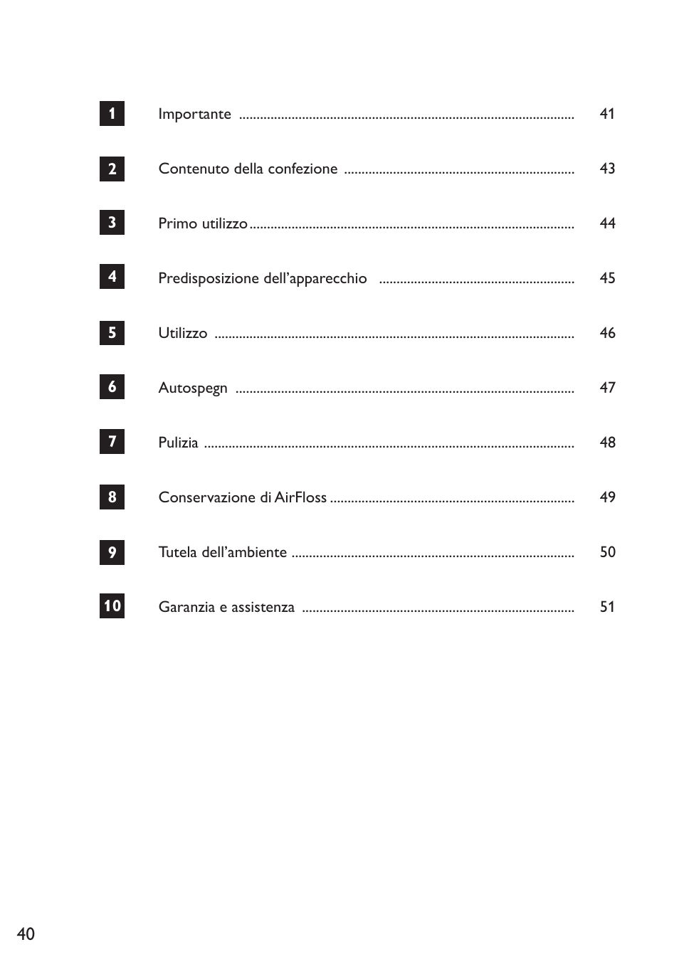 Italiano | Philips Sonicare AirFloss Micro-jet Interdentaire User Manual | Page 40 / 64