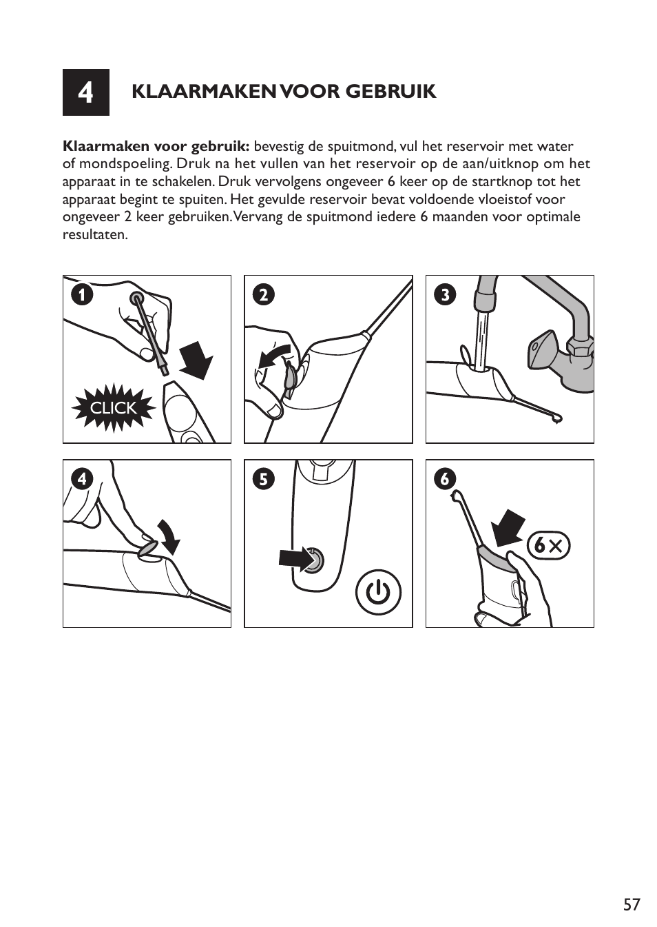 Philips Sonicare AirFloss Micro-jet Interdentaire User Manual | Page 57 / 64