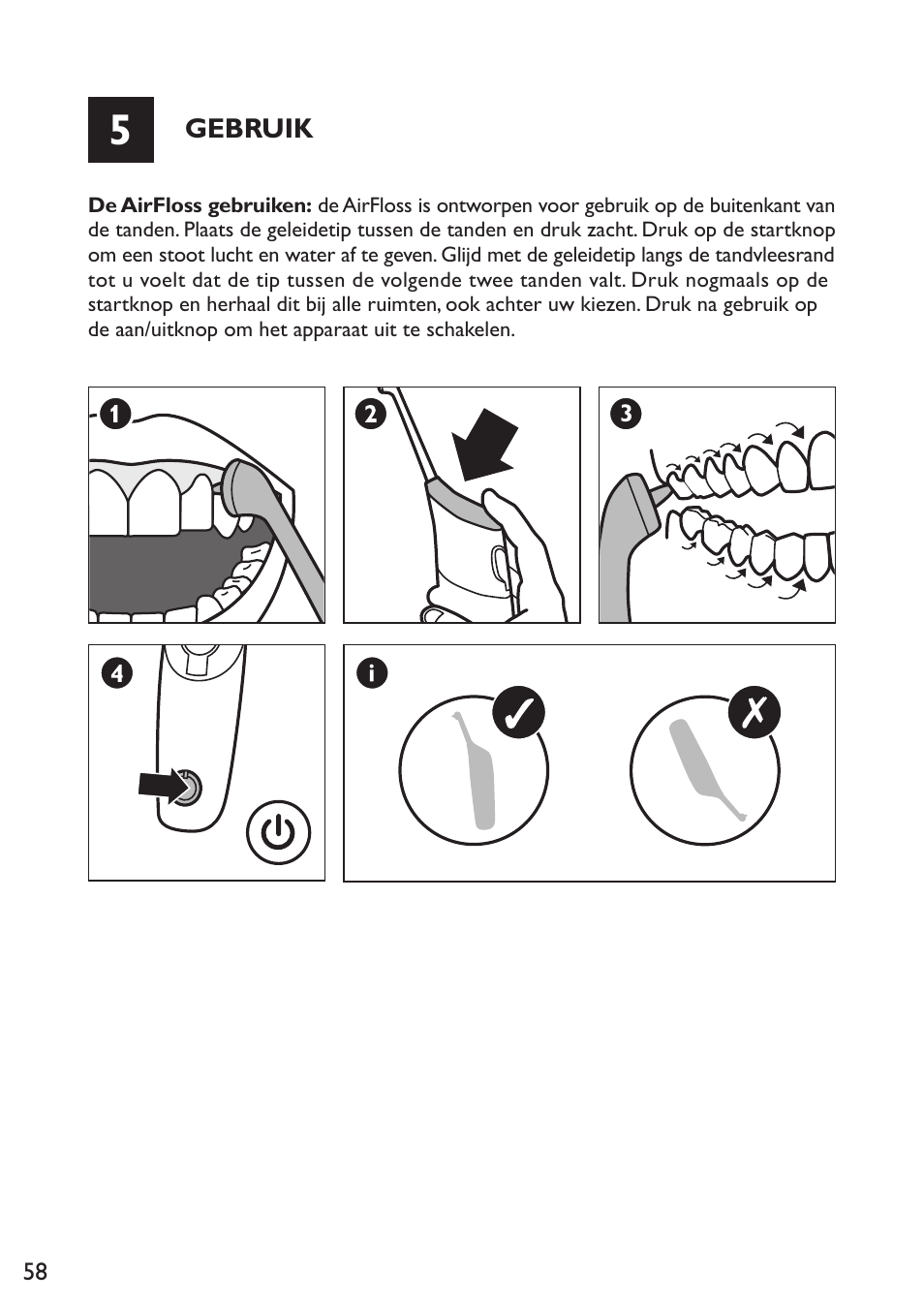 Philips Sonicare AirFloss Micro-jet Interdentaire User Manual | Page 58 / 64