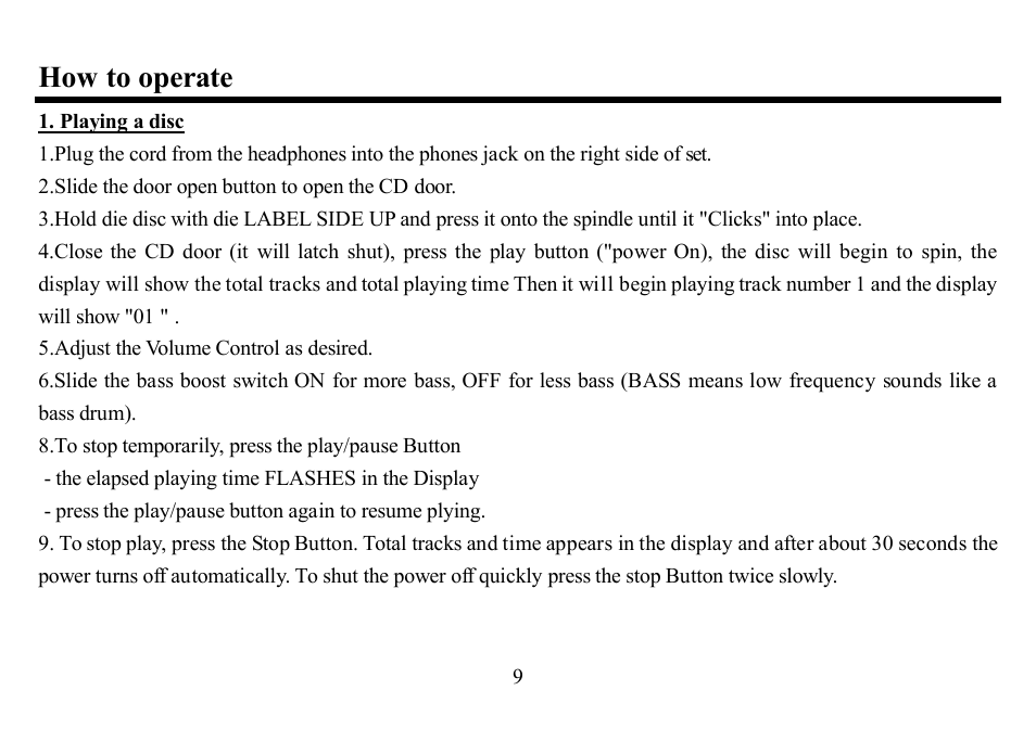 How to operate | Hyundai H-CD7003 User Manual | Page 9 / 42