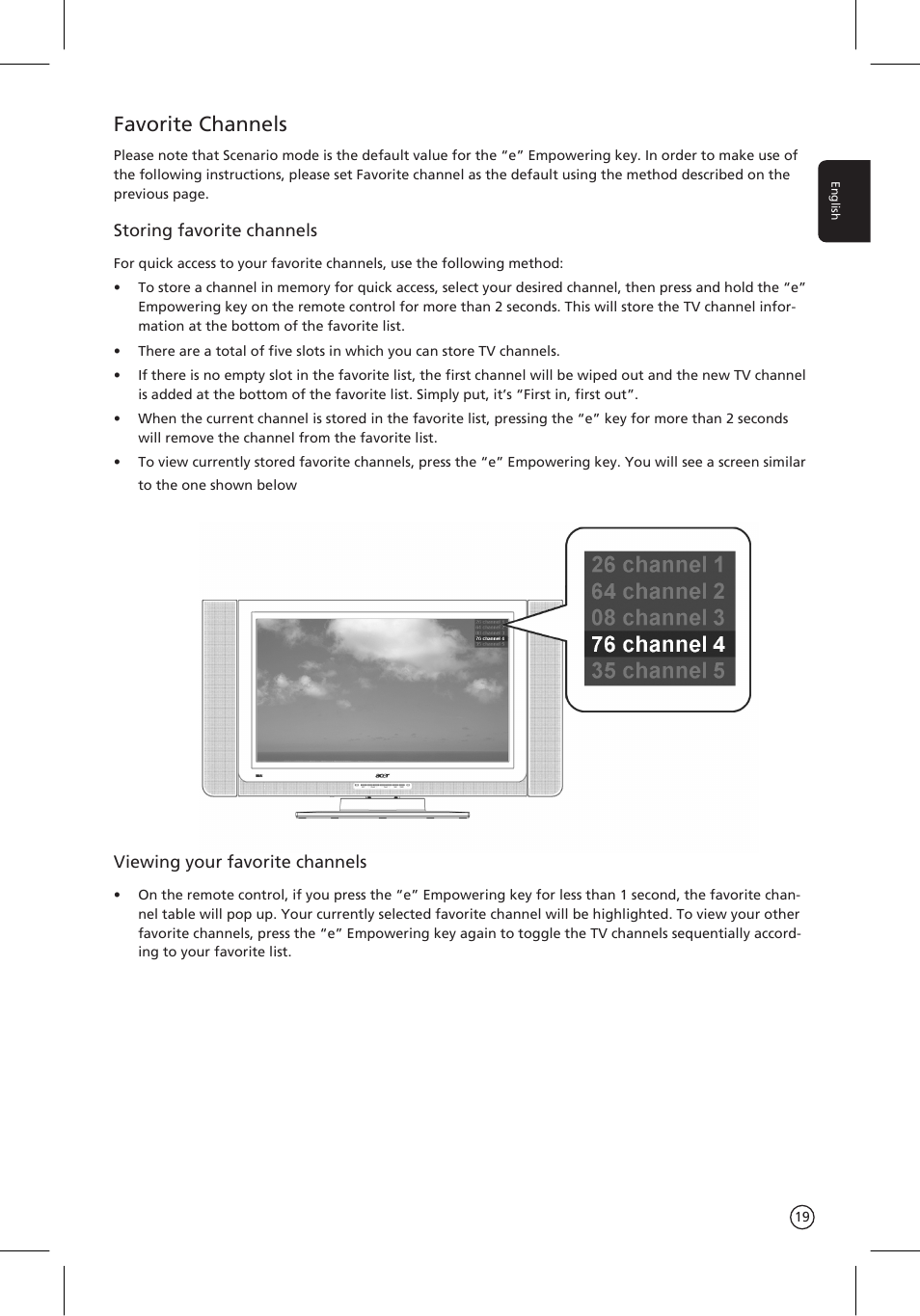 Favorite channels | Acer AT3201W User Manual | Page 19 / 25