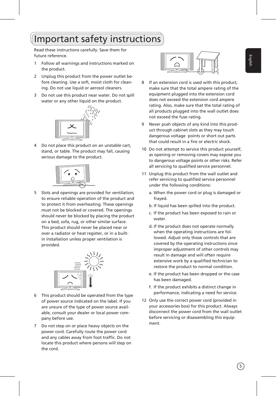 Important safety instructions | Acer AT3201W User Manual | Page 5 / 25