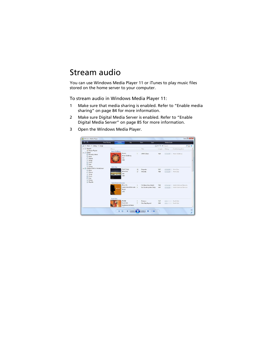 Stream audio | Acer Aspire easyStore H340 User Manual | Page 102 / 148