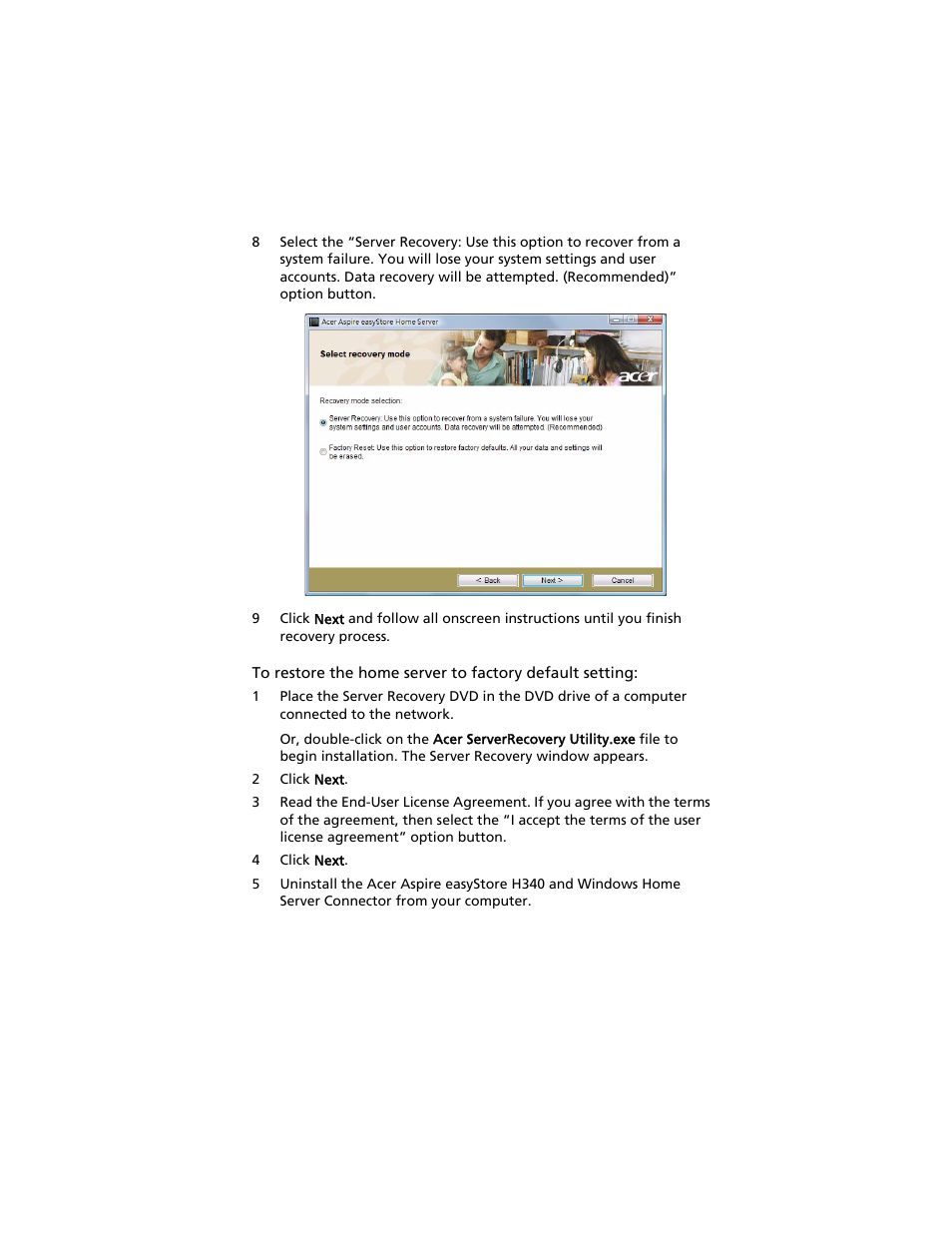 Acer Aspire easyStore H340 User Manual | Page 135 / 148
