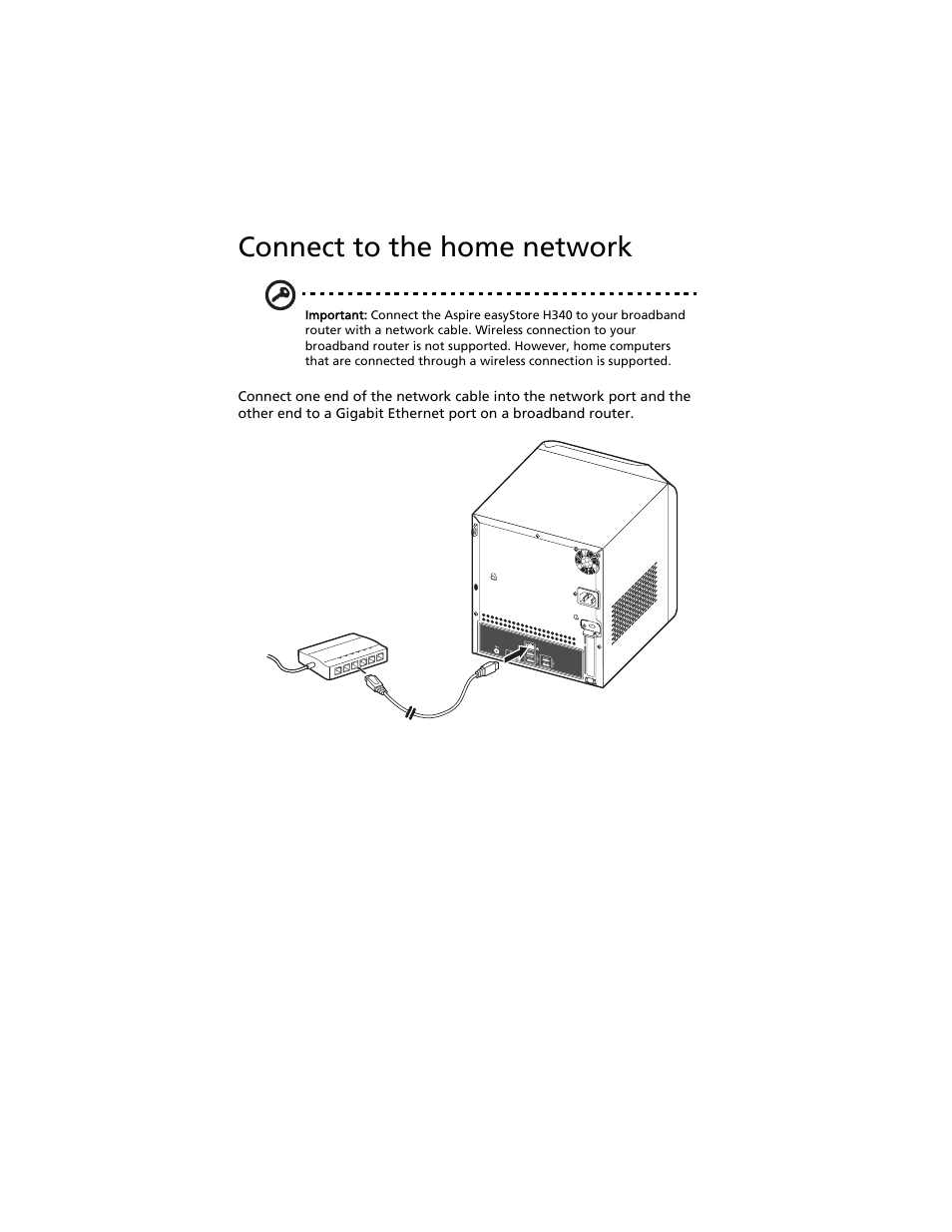 Connect to the home network | Acer Aspire easyStore H340 User Manual | Page 30 / 148