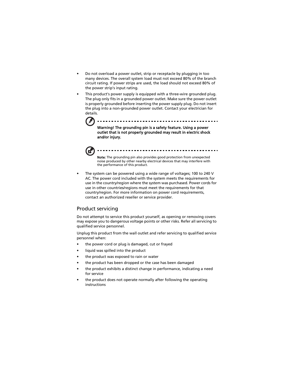 Product servicing | Acer Aspire easyStore H340 User Manual | Page 5 / 148