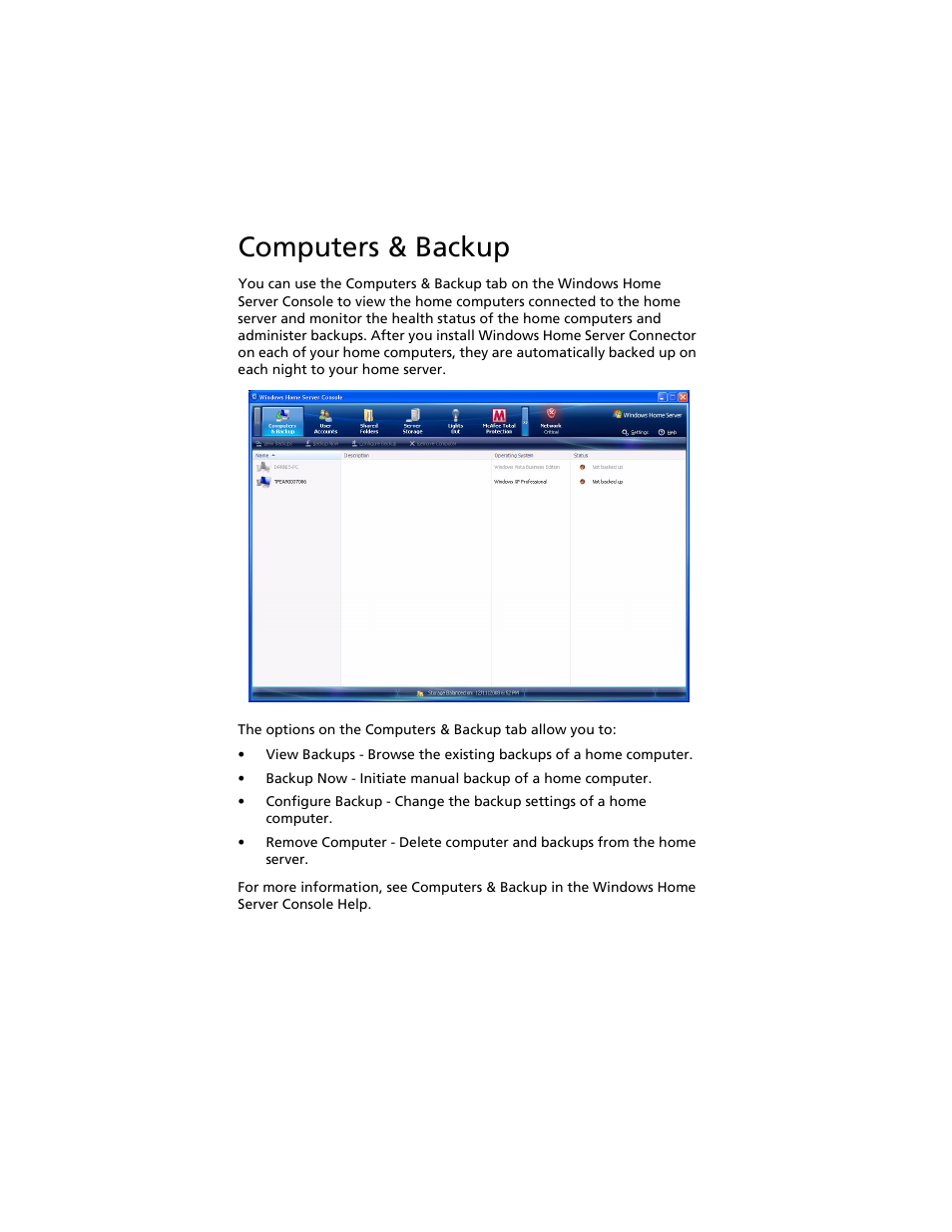 Computers & backup | Acer Aspire easyStore H340 User Manual | Page 52 / 148