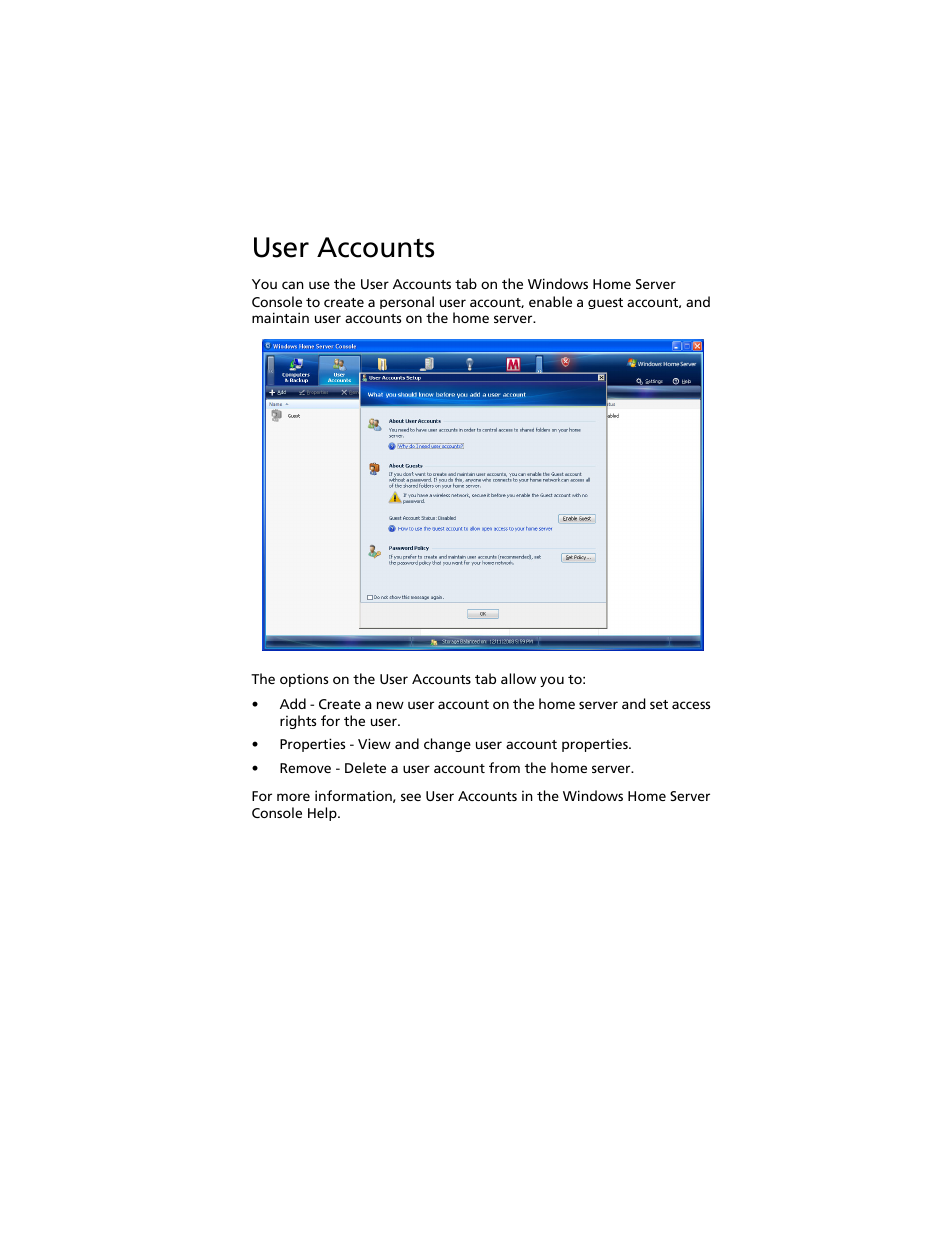 User accounts | Acer Aspire easyStore H340 User Manual | Page 53 / 148