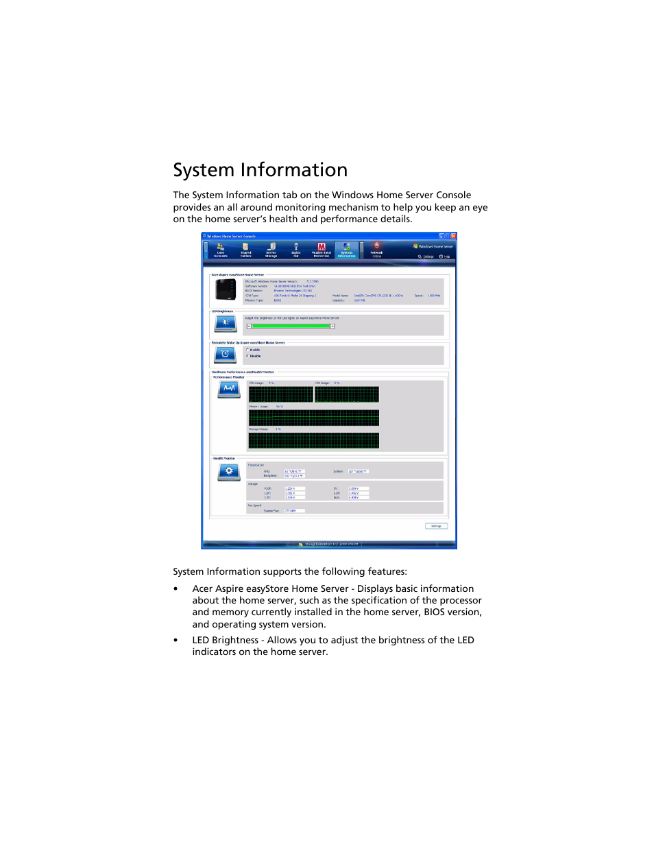 System information | Acer Aspire easyStore H340 User Manual | Page 59 / 148