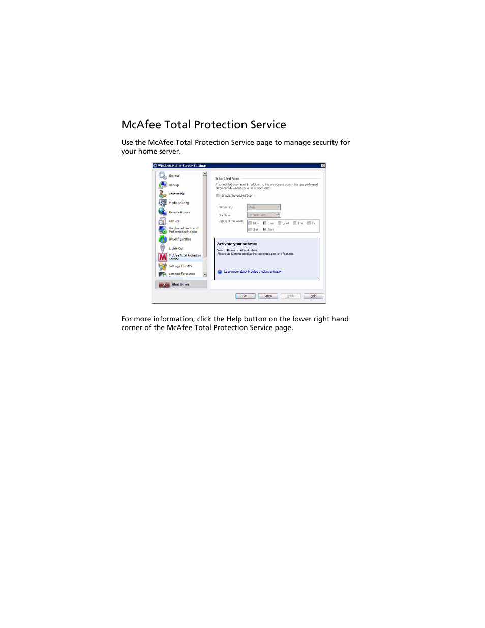 Mcafee total protection service | Acer Aspire easyStore H340 User Manual | Page 72 / 148