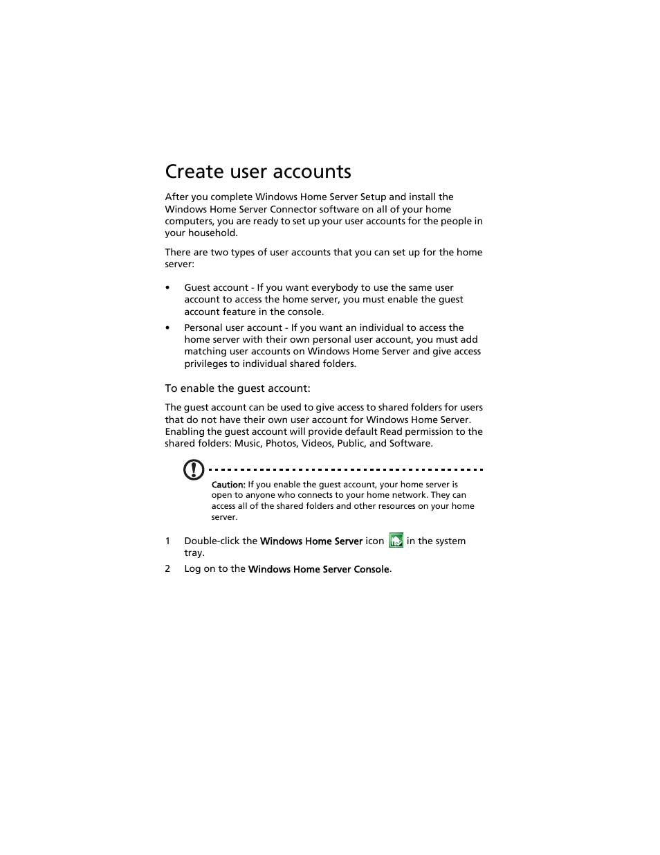 Create user accounts | Acer Aspire easyStore H340 User Manual | Page 78 / 148