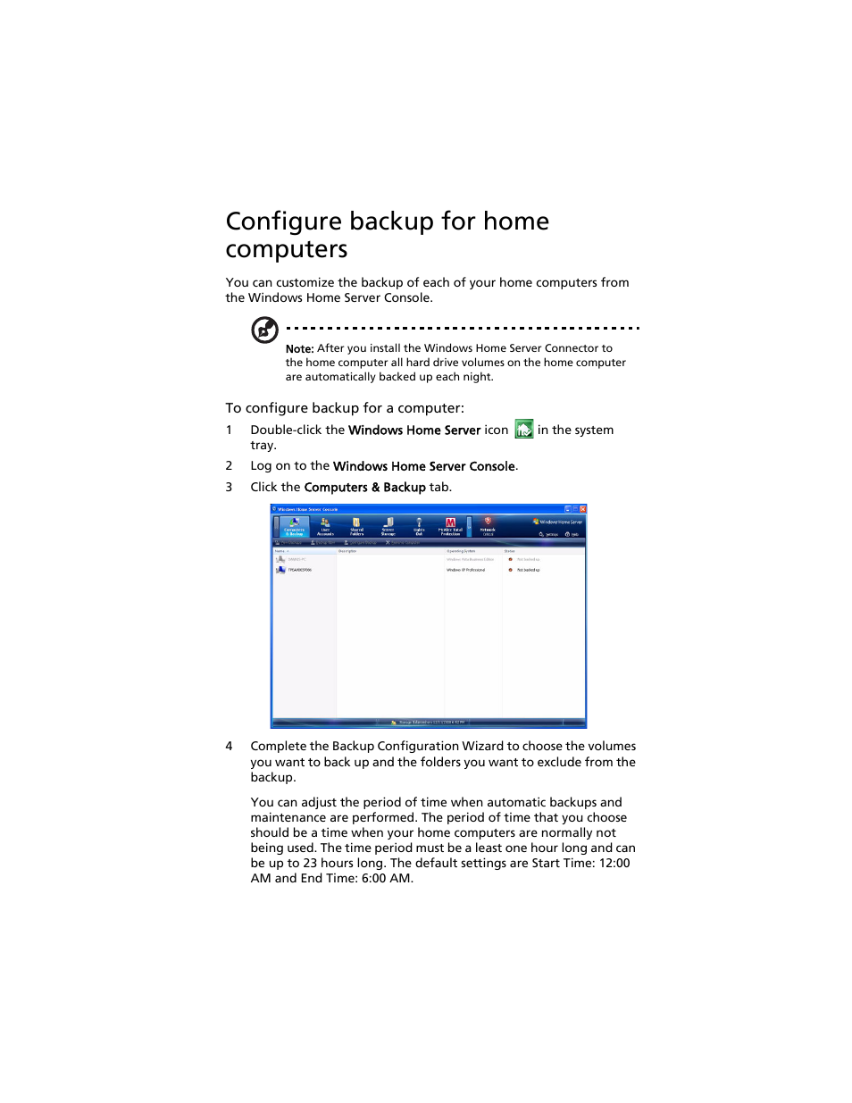 Configure backup for home computers | Acer Aspire easyStore H340 User Manual | Page 85 / 148
