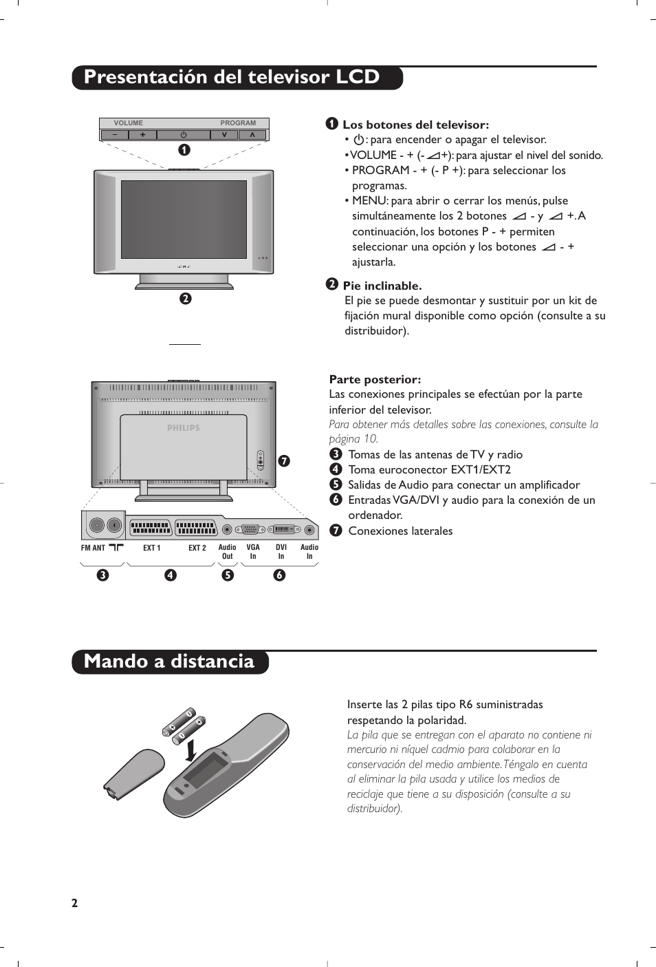 Presentación del televisor lcd mando a distancia | Philips Matchline Téléviseur User Manual | Page 122 / 216