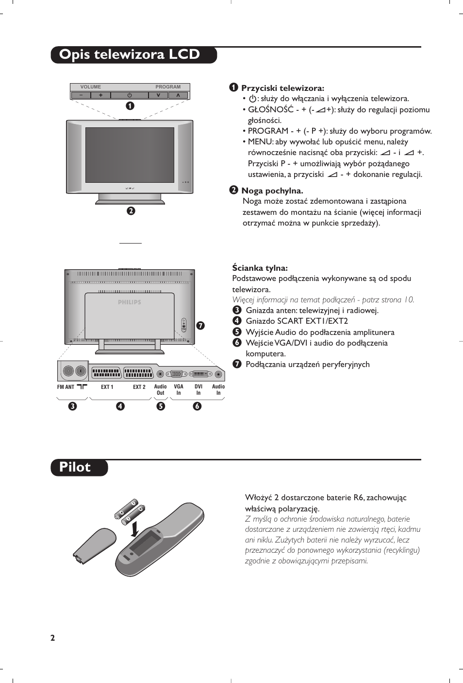 Opis telewizora lcd pilot | Philips Matchline Téléviseur User Manual | Page 182 / 216