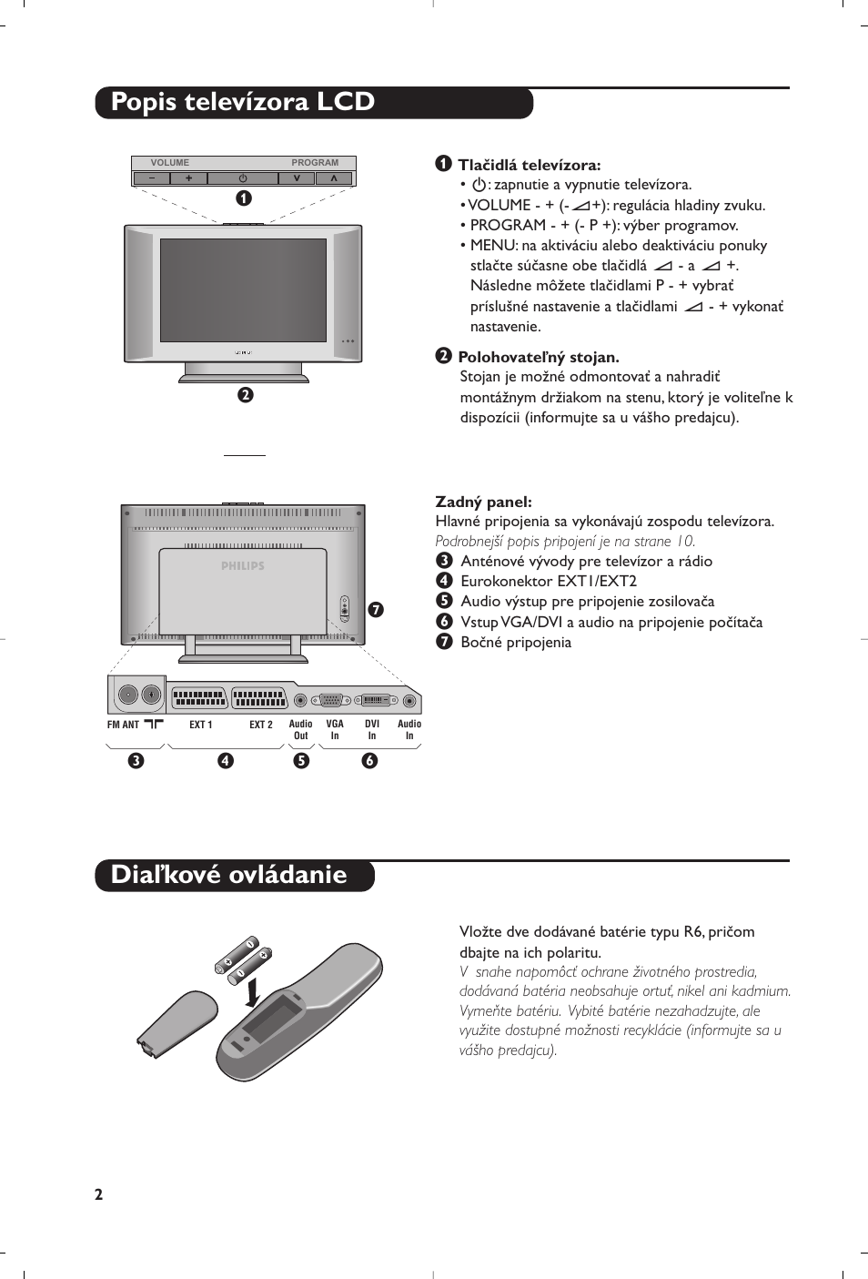 Popis televízora lcd diaľkové ovládanie | Philips Matchline Téléviseur User Manual | Page 206 / 216