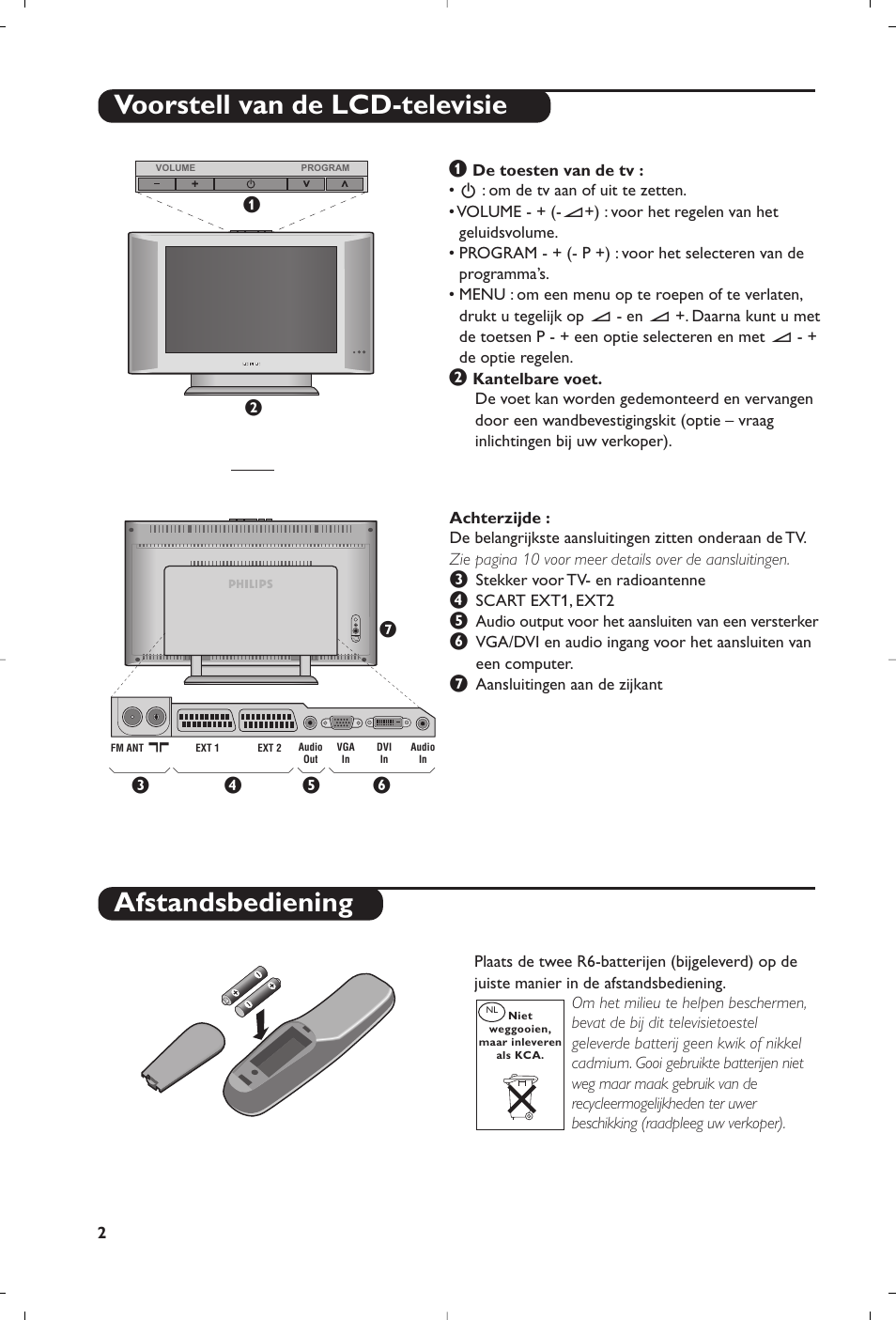 Voorstell van de lcd-televisie afstandsbediening | Philips Matchline Téléviseur User Manual | Page 26 / 216