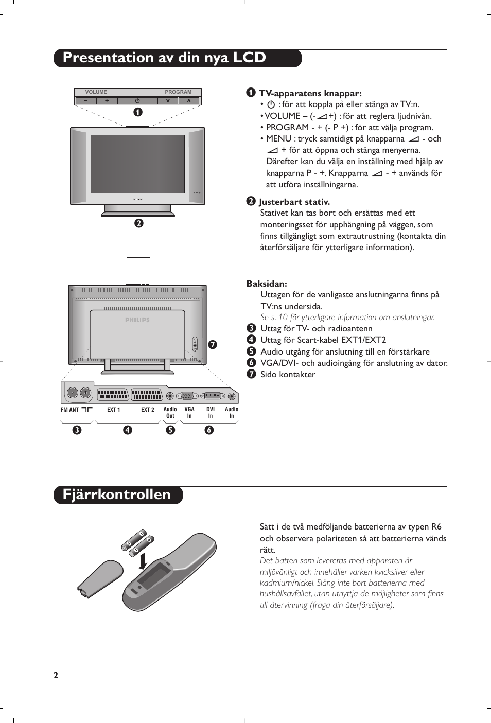 Presentation av din nya lcd fjärrkontrollen | Philips Matchline Téléviseur User Manual | Page 86 / 216