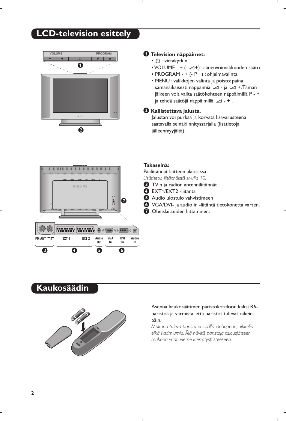 Lcd-television esittely kaukosäädin | Philips Matchline Téléviseur User Manual | Page 98 / 216