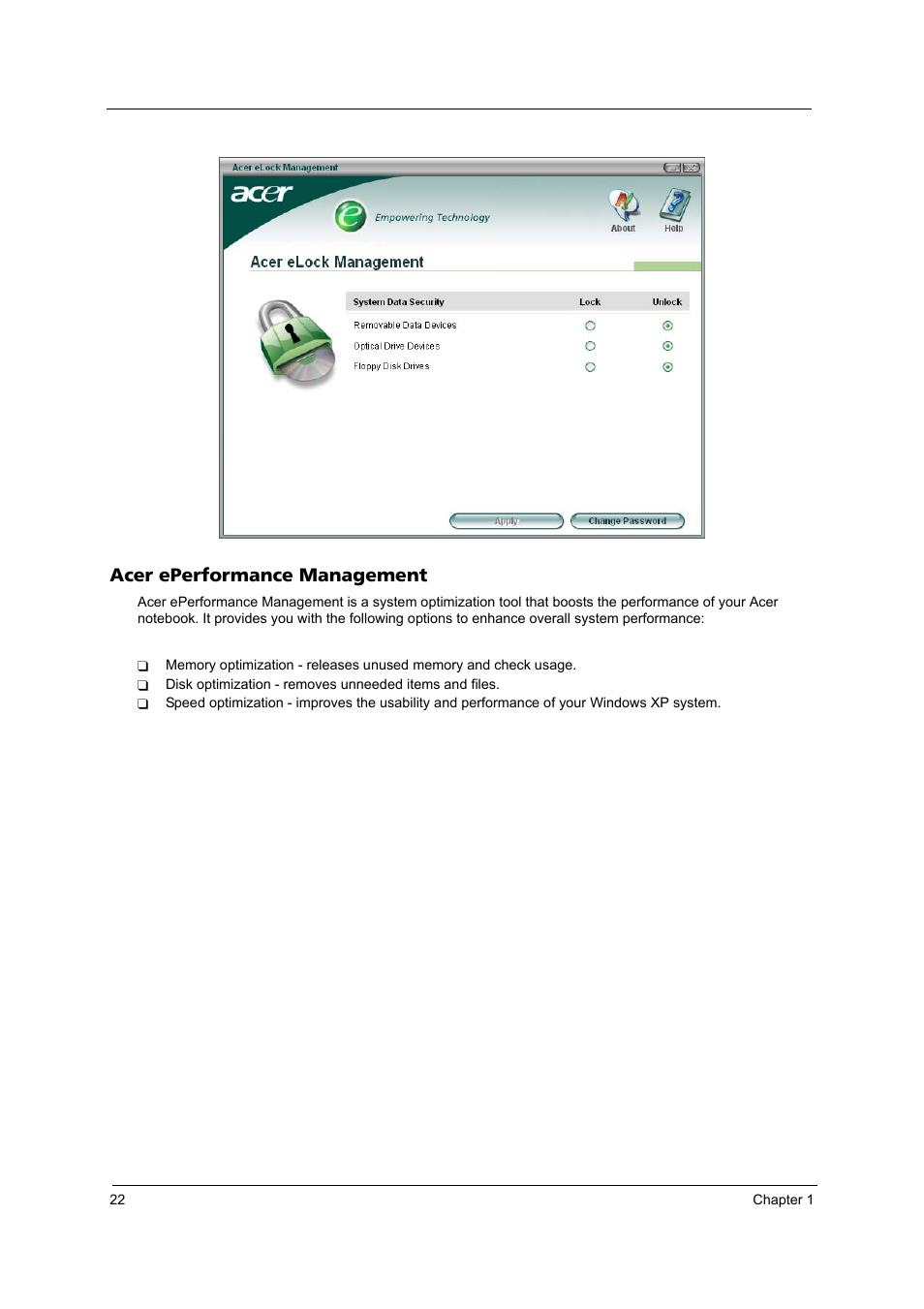 Acer eperformance management | Acer 3240 User Manual | Page 28 / 106