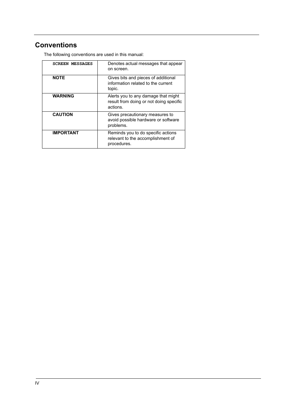 Conventions | Acer 3240 User Manual | Page 4 / 106