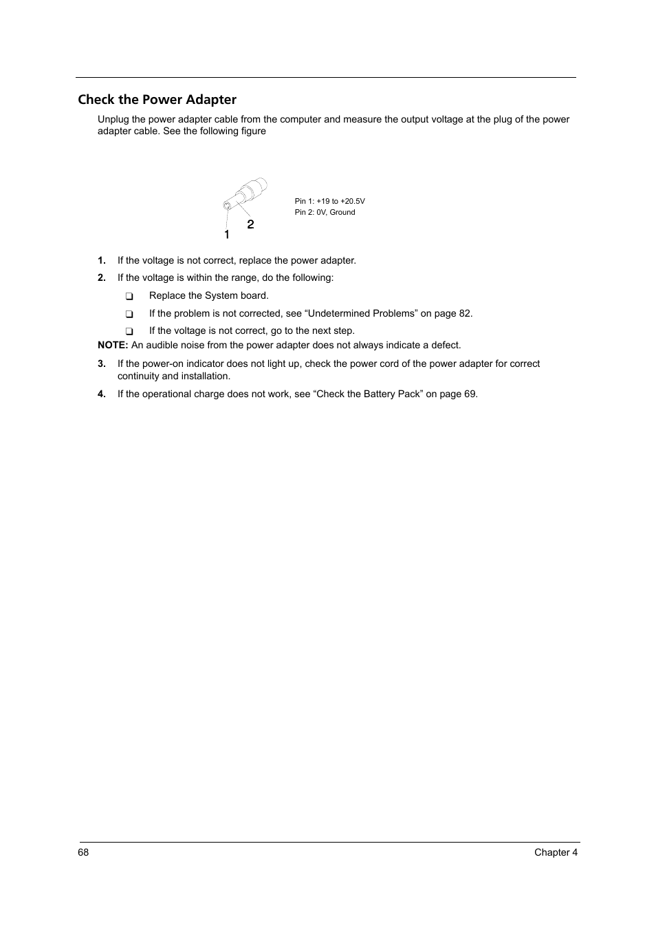 Check the power adapter | Acer 3240 User Manual | Page 74 / 106