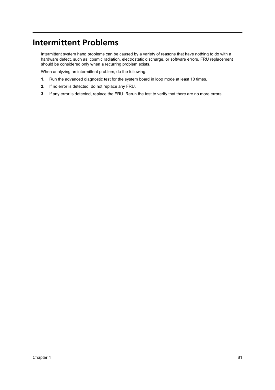 Intermittent problems | Acer 3240 User Manual | Page 87 / 106
