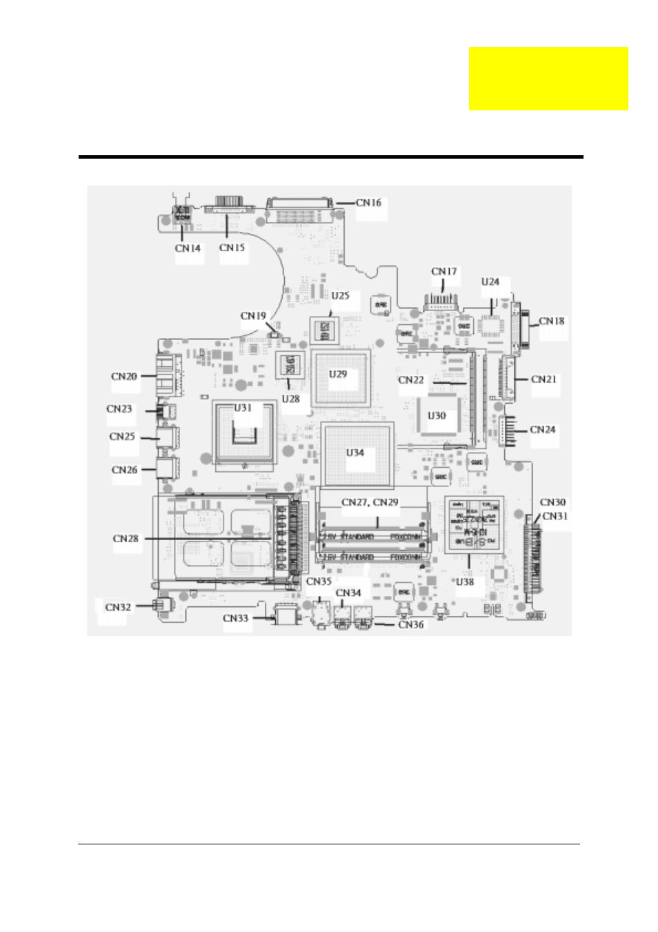 Ch5_jumper and connector loactions, Jumper and connector locations, Top view | Acer 4100 User Manual | Page 105 / 128