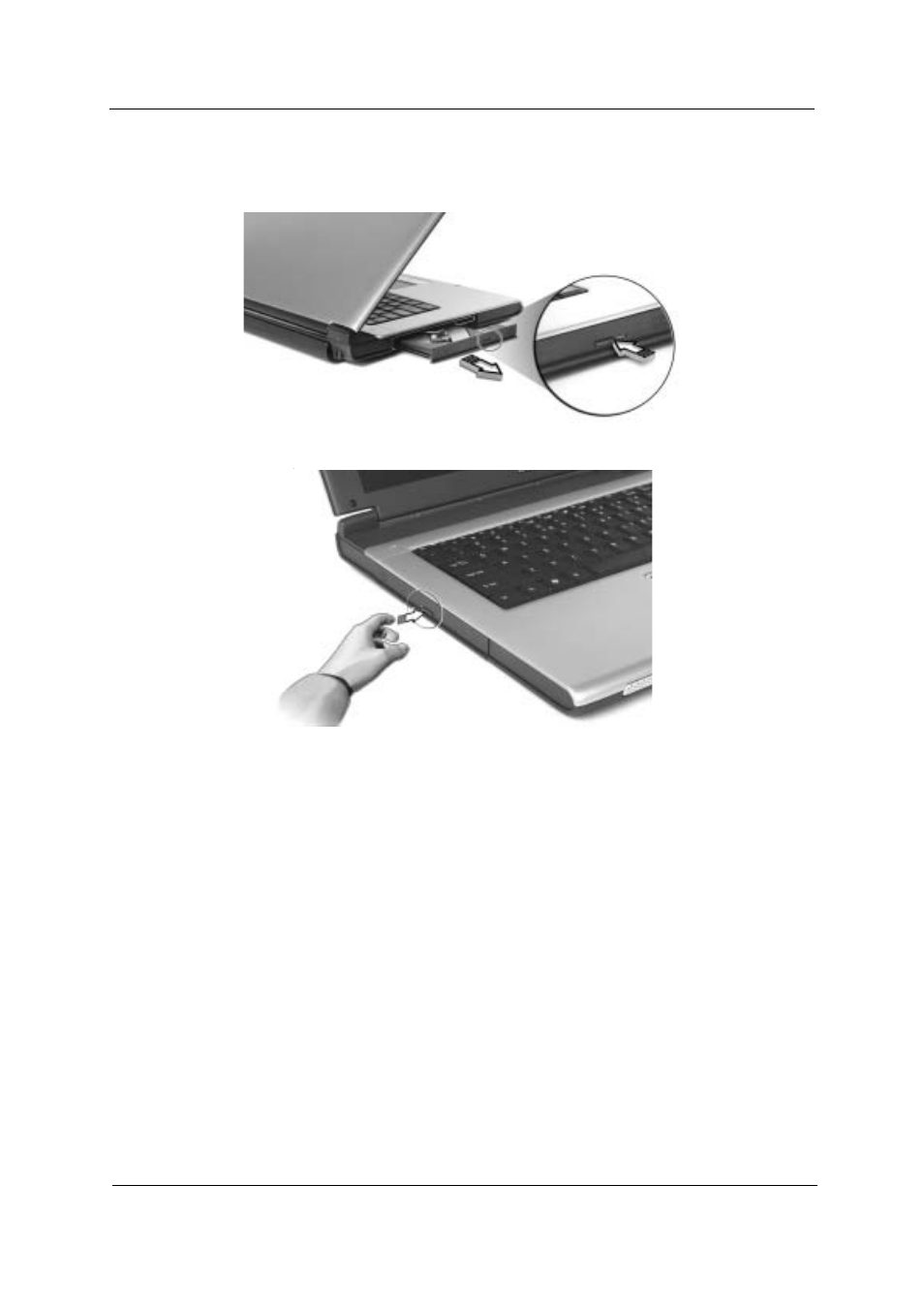 Eject ing the optical (cd or dvd) drive tray | Acer 4100 User Manual | Page 38 / 128