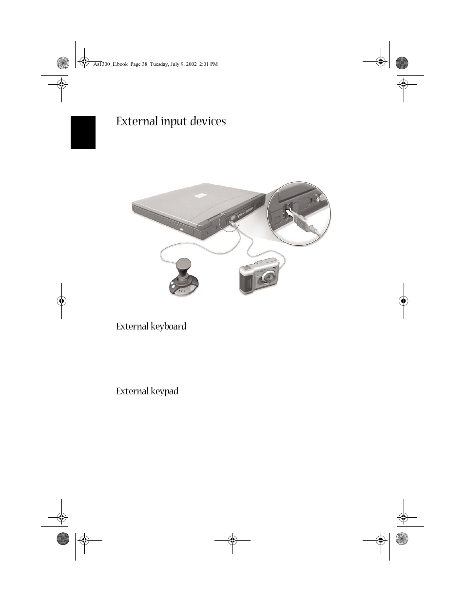 External input devices, External keyboard, External keypad | Acer 1300 series User Manual | Page 48 / 96