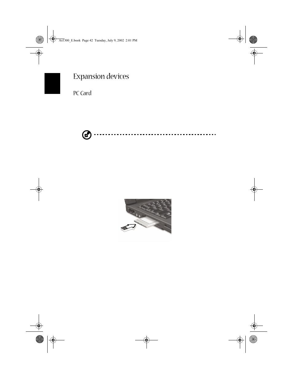 Expansion devices, Pc card | Acer 1300 series User Manual | Page 52 / 96