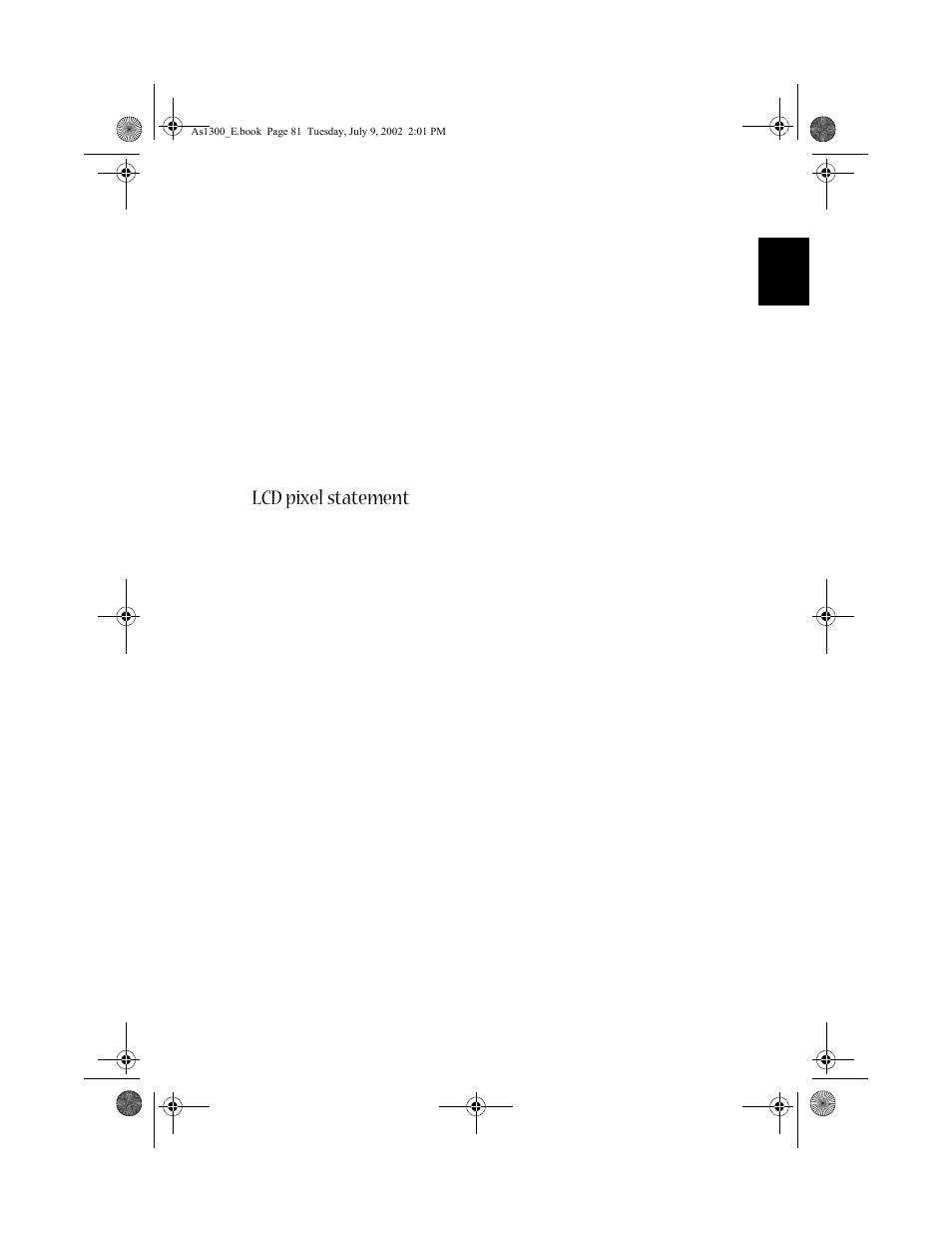 Lcd pixel statement | Acer 1300 series User Manual | Page 91 / 96