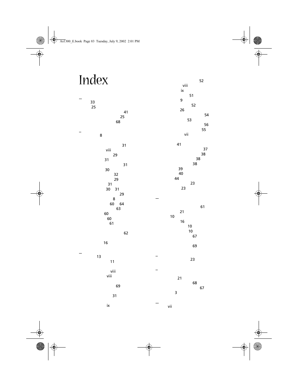 Index | Acer 1300 series User Manual | Page 93 / 96