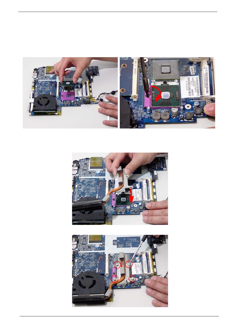 Main module reassembly procedure, Replacing the cpu, Replacing the thermal module | Replacing the cpu replacing the thermal module | Acer 4330 User Manual | Page 120 / 198