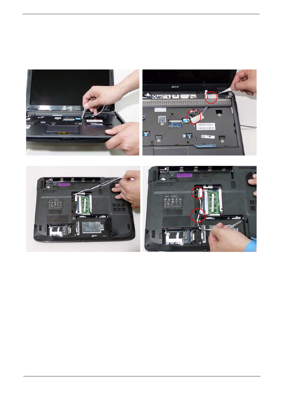 Replacing the antenna cables | Acer 4330 User Manual | Page 129 / 198