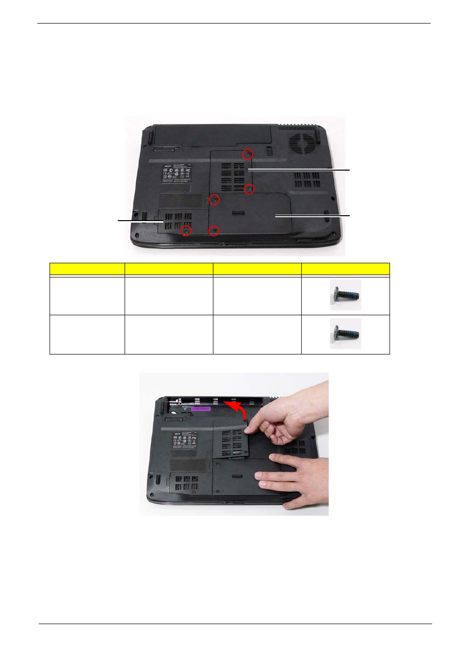 Removing the lower covers | Acer 4330 User Manual | Page 57 / 198