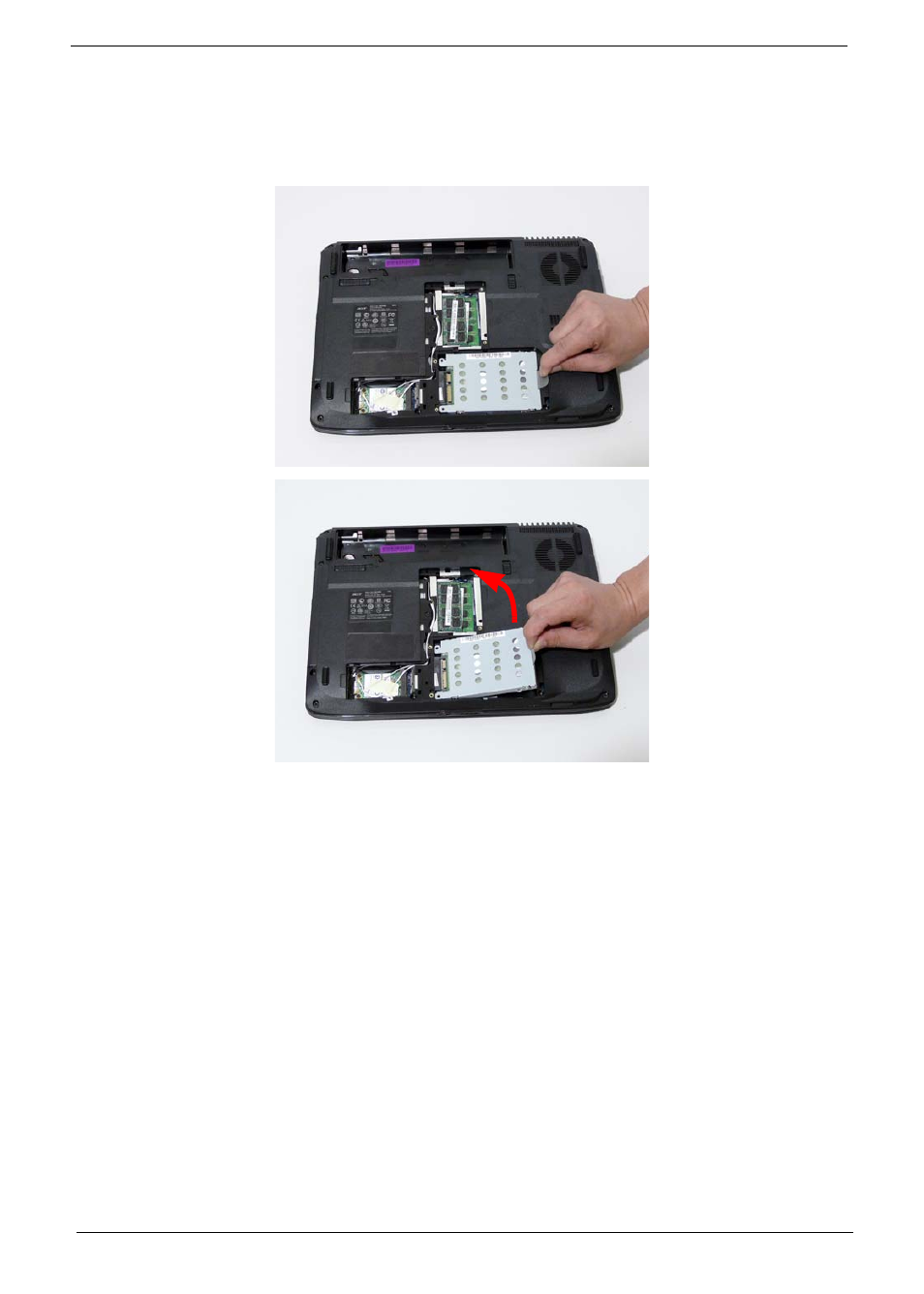Removing the hard disk drive module | Acer 4330 User Manual | Page 62 / 198